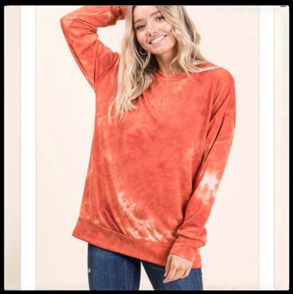 Tie Dye Pullover, Orange/White, NWT